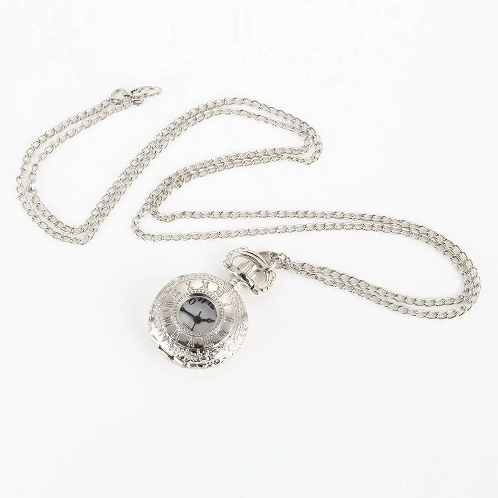 Fashion Vintage  Alloy  Number Dual Time Display Clock Necklace Chain Watches Birthday Gifts Vera Lux