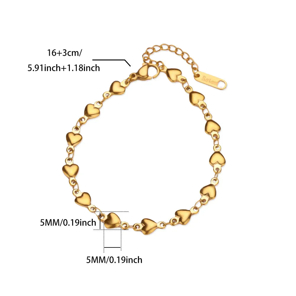 Stainless Steel Heart Bracelets For Women Gold Color Geometric Heart Bracelet Fashion Wedding Waterproof Jewelry Gift Vera Lux
