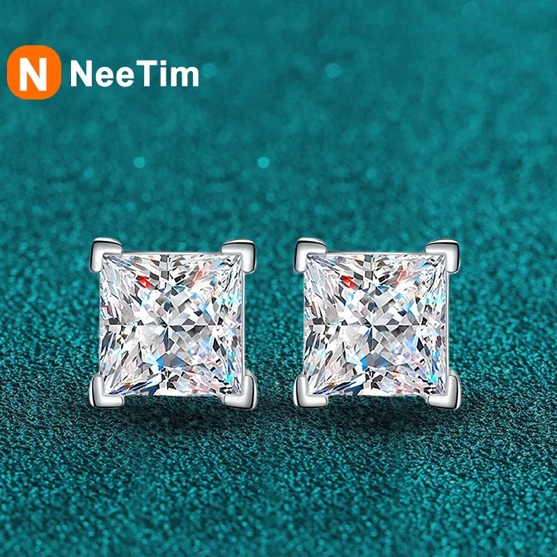 NeeTim 1ct D Color Moissanite Stud Earrings For Women Luxury Jewelry Original 925 Sterling Diamond Wedding Party Earring Gift Vera Lux