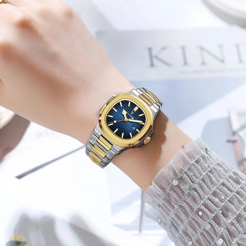 POEDAGAR Luxury Square Watch for Woman Waterproof Luminous Date Ladies Watch Stainless Steel Quartz Women's Watches Female Reloj Vera Lux