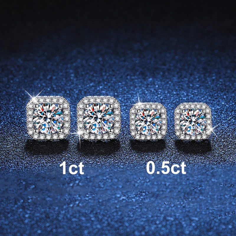 Neetim Real 0.5-1 Carat D Color Moissanite Stud Earrings For Women 100% 925 Sterling Silver Sparkling Earring Wedding Jewelry Vera Lux