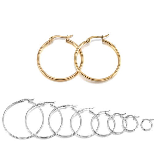 10pcs Black Open Earrings Circle Stainless Steel Earring Hooks 15-50mm Loop Base Ear Ring for DIY Jewelry Making Findings Vera Lux