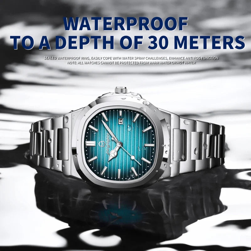 2026 New Luxury Military Man Watch Square Waterproof Luminous Date Week Men Watch Stainless Steel Quartz Men's Watches Reloj+box Vera Lux
