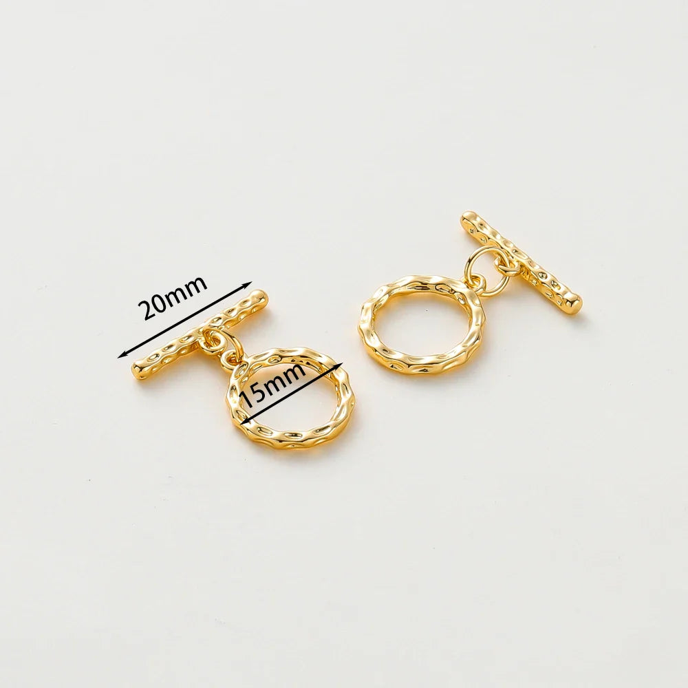 4 Sets 14K/18K Gold Color Plated Brass O Toggle Clasps Connector for DIY Bracelet Necklace Jewelry Making Findings Accessories Vera Lux