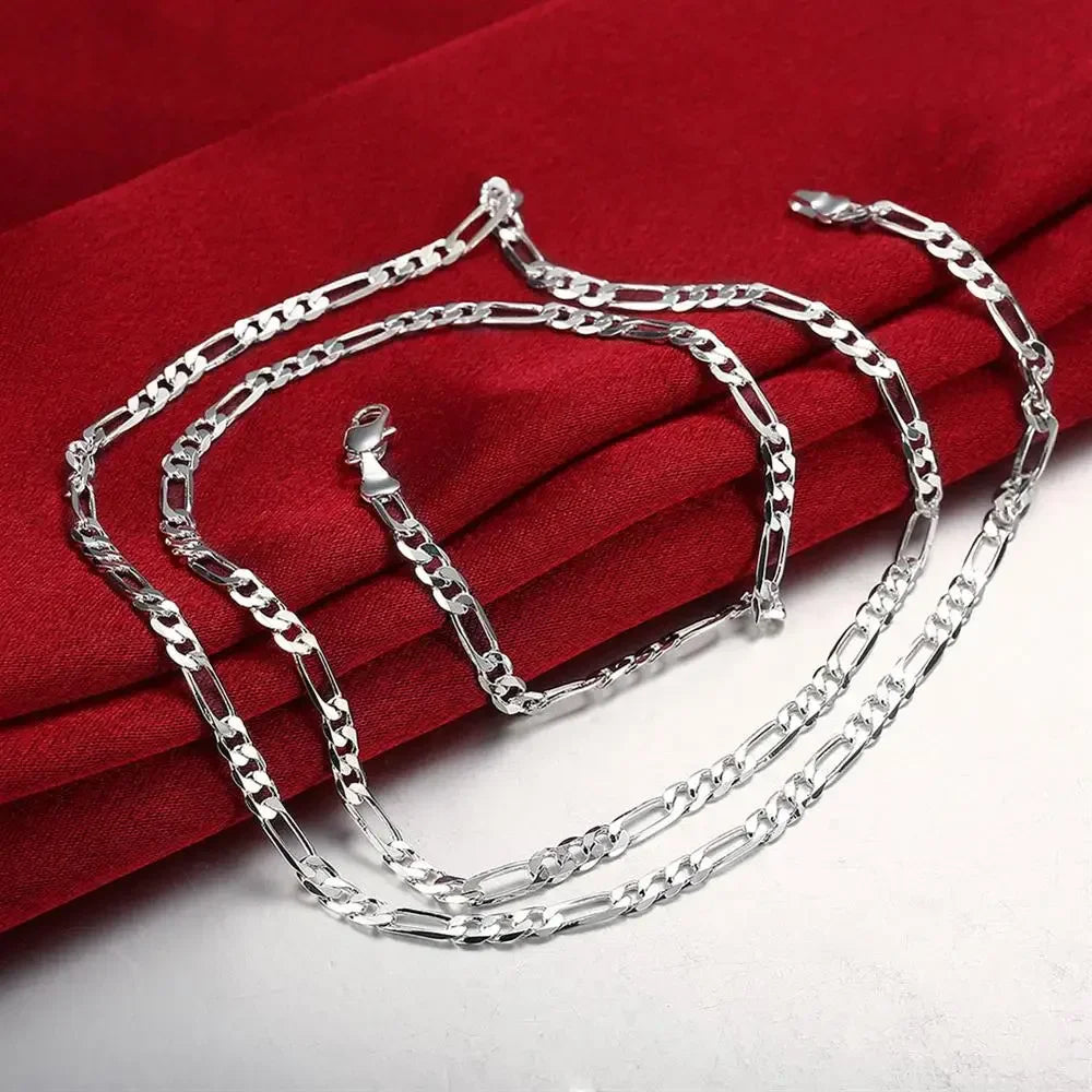 40-75cm 925 sterling Silver 16-30 Inches fine 4MM chain Necklaces for women fashion party wedding Jewelry Christmas gifts Vera Lux