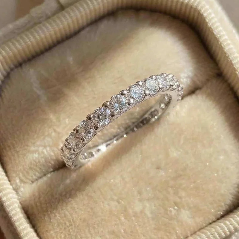 925 Sterling Silver New Trendy Thin Finger Rings Band with Shiny Cubic Zirconia Simple Stylish Daily Wear Jewelry for Women Vera Lux
