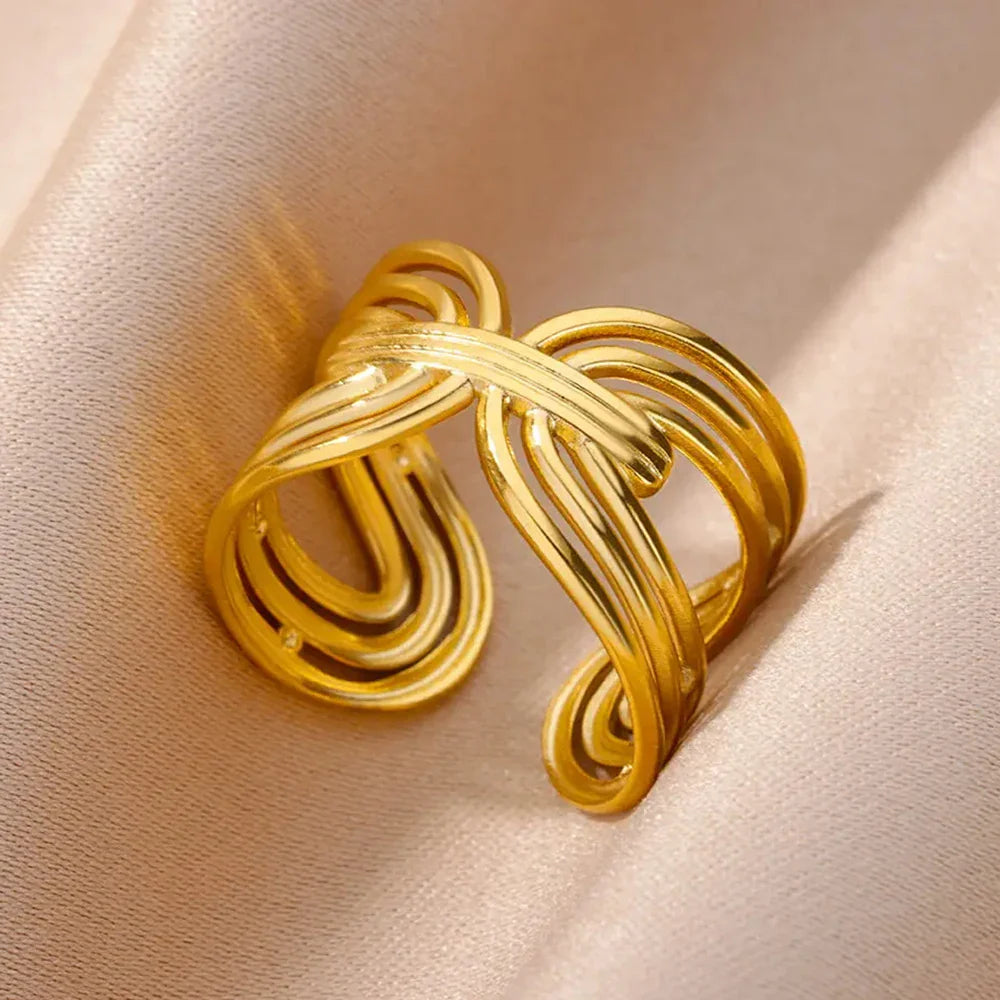 Anti-Stress Rotating Beads Rings for Women Men Gold Color Stainless Steel Double Smooth Beads Finger Ring Party Jewelry Gift Vera Lux