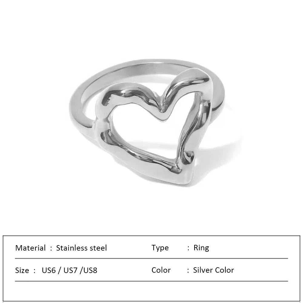 Stainless Steel Rings for Women Gold Color Love Heart Wedding statement Rings Stylish Jewelry Accessories Wholesale Dropshipping Vera Lux