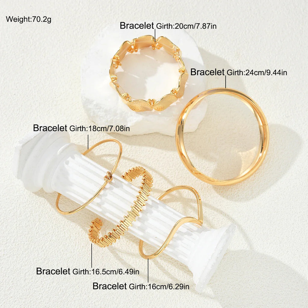 5Pcs/Set Punk Geometry Multilayer Bangles for Women Delicate Gold Color Metal Knot Cuff Bracelets Fashion Hip Hop Party Jewelry Vera Lux