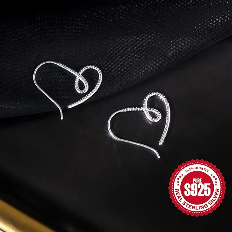 Pair of Twisted Heart Wire Ear Hooks Low Allergy 1.41g S925 Silver Suitable for Daily Wear Valentine's And Mother's Day Gifts Vera Lux
