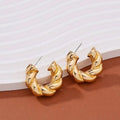 Gold Color Crystal Stone Hoop Earrings Twisted Metal Shape Silver Plating New Fashion Women Earrings Party Jewelry Birthday Gift Vera Lux