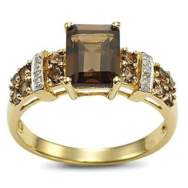 Fashion Exquisite Gold Color Square Shape Hoop Rings For Women Party Accessories Gifts Custom Jewelry Vera Lux