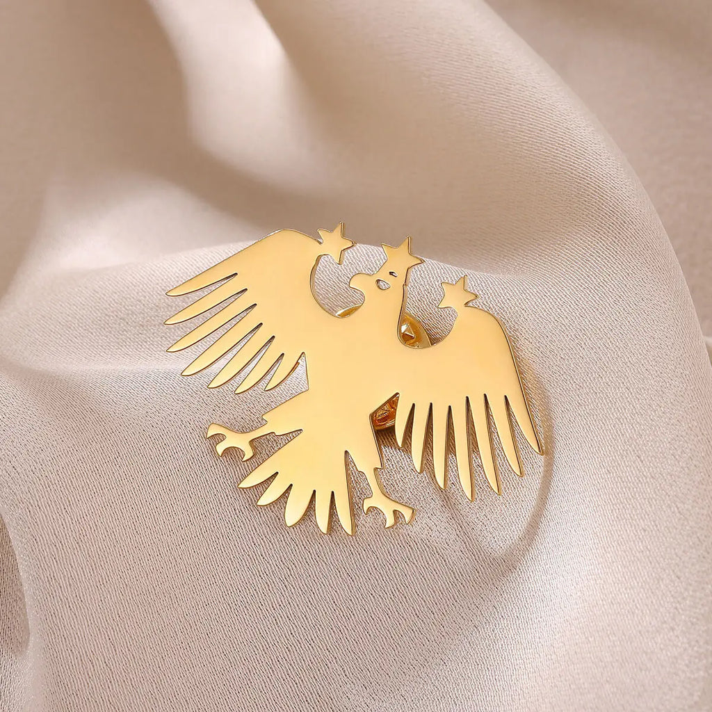 Gold Color Punk Eagle Stars Brooches For Men Women Fashion Geometric Animals Emblem Brooch Stainless Steel Jewelry Birthday Gift Vera Lux