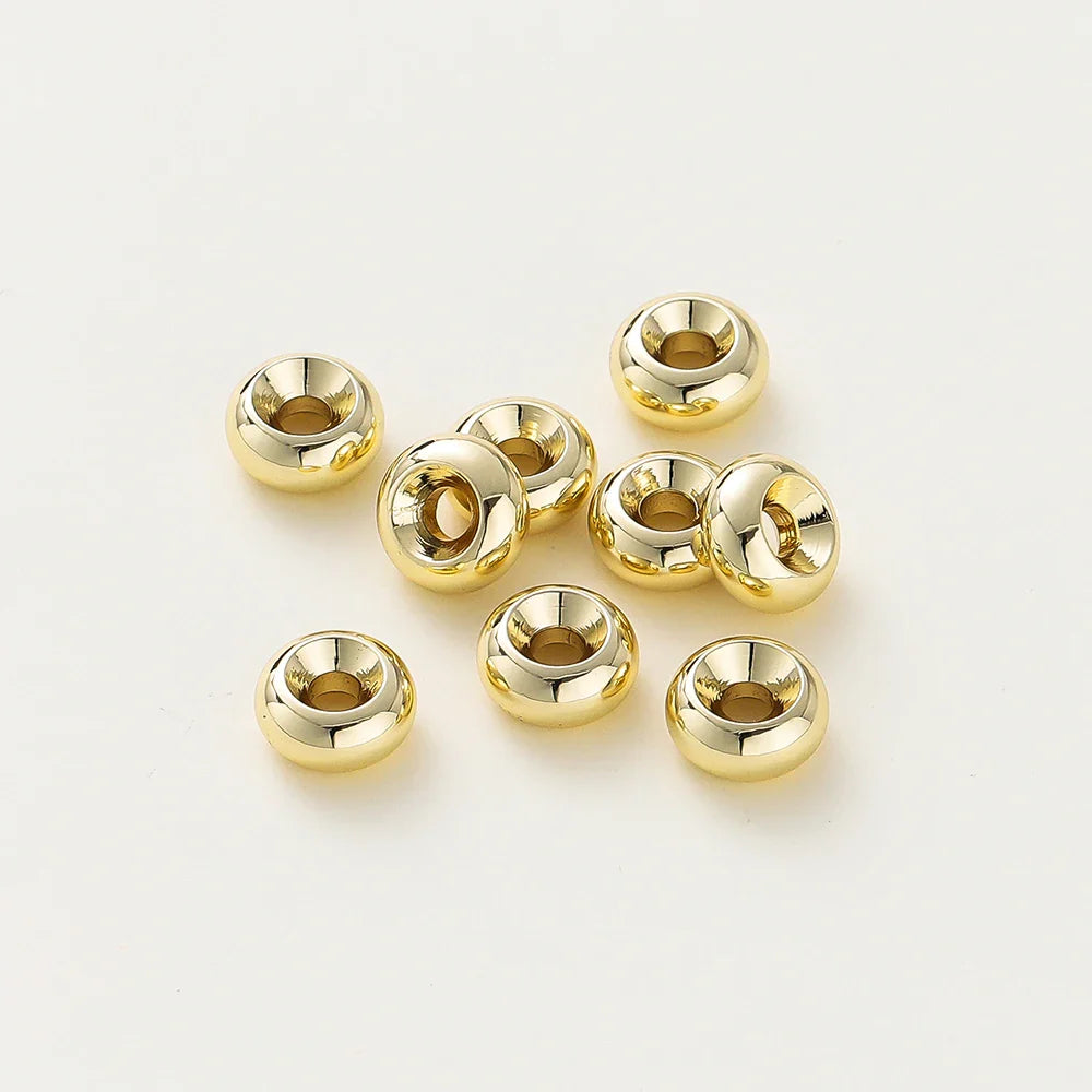 10-30pcs/lot 14K/18K Gold Plated Flat Round Bracelet Spacer Beads Circle Crafts Beads for Necklace Jewelry Accessories Findings Vera Lux
