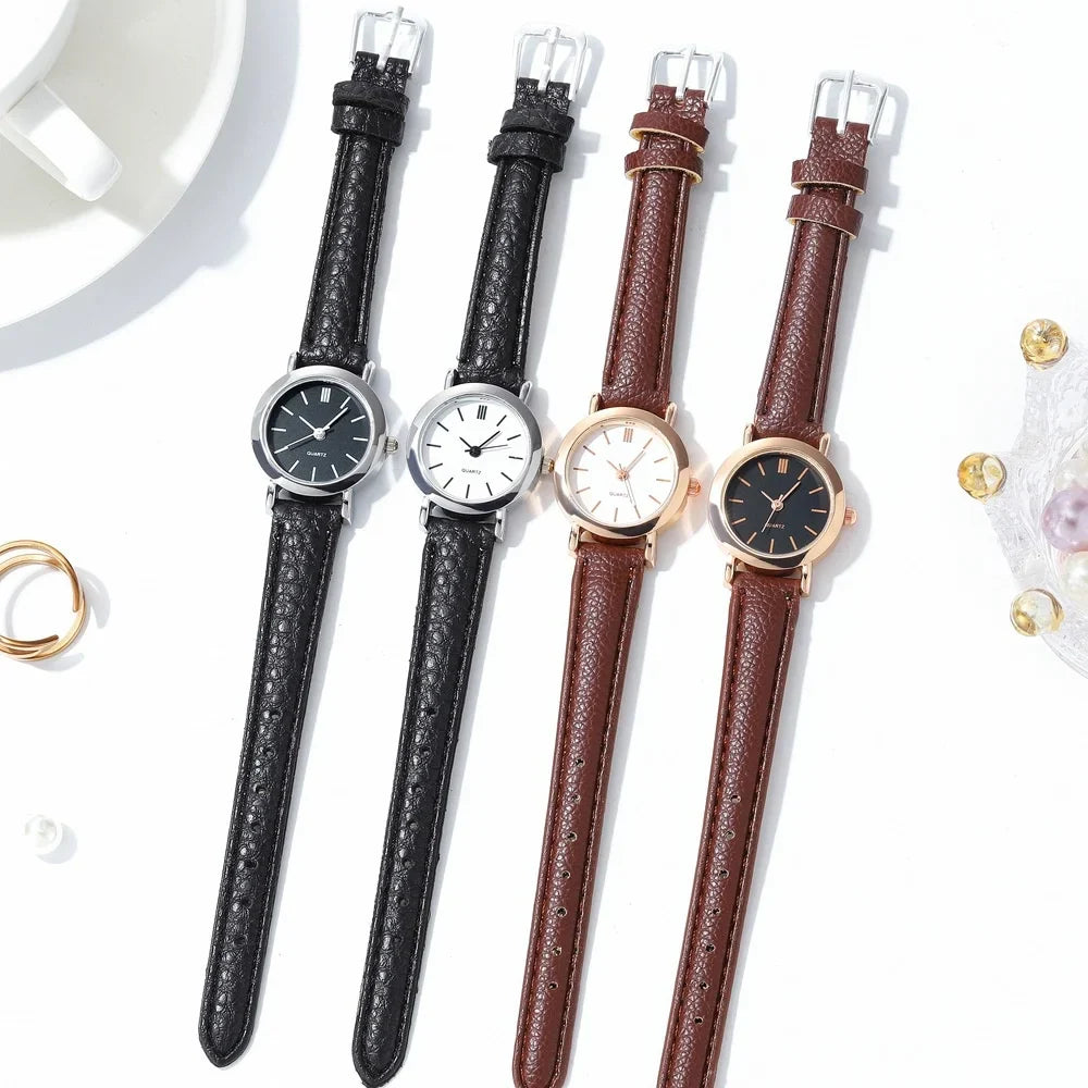 Fashion Small Dial Women Watches Casual Leather Band Quartz Watch Vera Lux