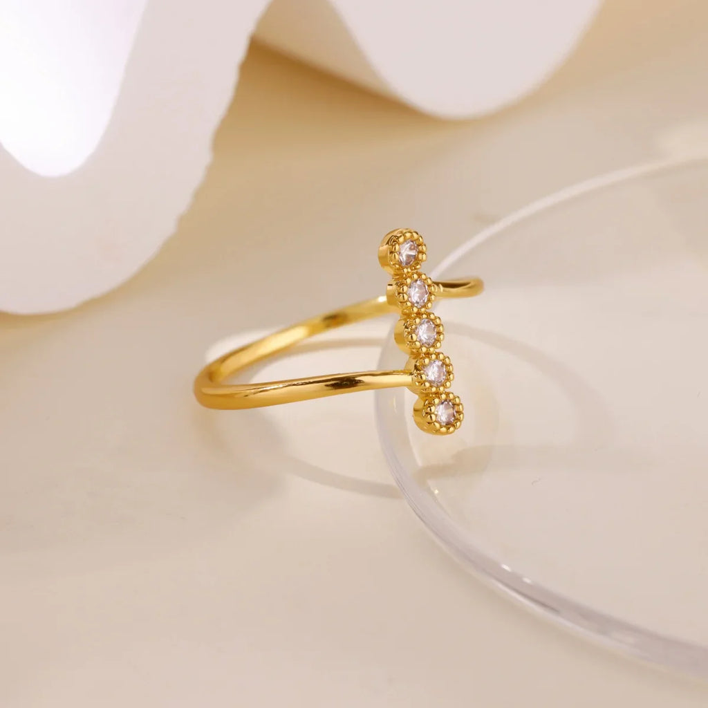 Luxury Opal Zircon Sun Rings For Women Girls Stainless Steel Gold Color Open Ring 2025 New Fashion Wedding Couple Jewelry Gift Vera Lux