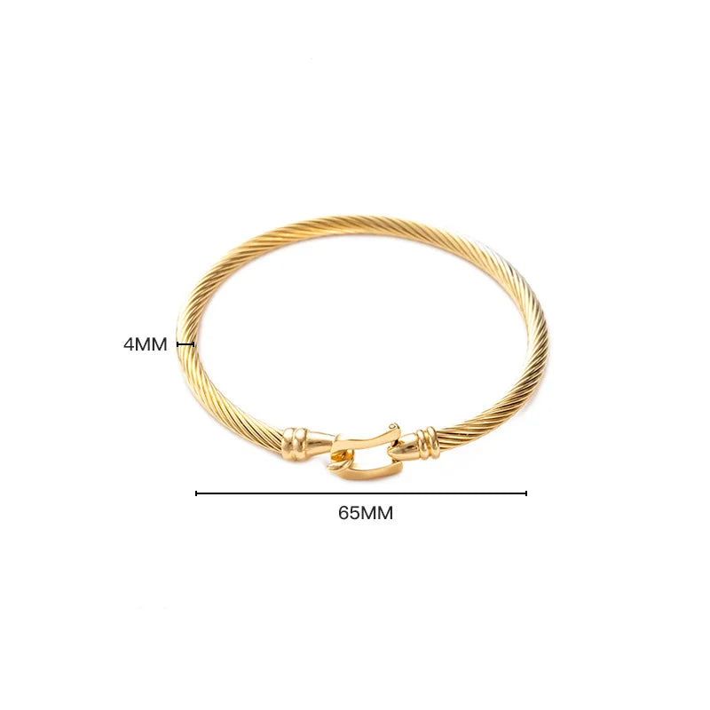 1PCS Stainless Steel Wire Bracelet Horseshoe Shaped Magnetic Buckle Trendy Minimalist Punk Gold Silver Black Men's Bracelet Vera Lux