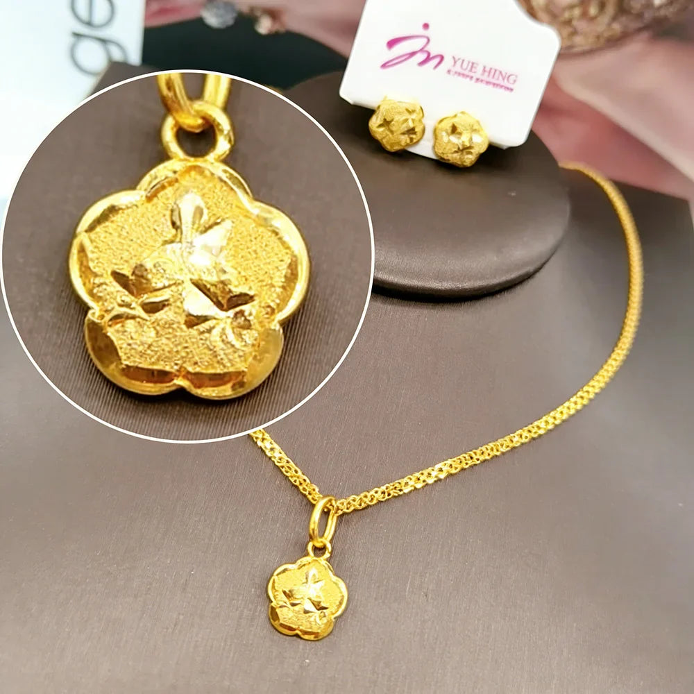 Exquisite Gold Color Jewelry Set for Party Stud Earrings and Pendant Necklace African Bridal Jewelry Set for Engagement Party Vera Lux