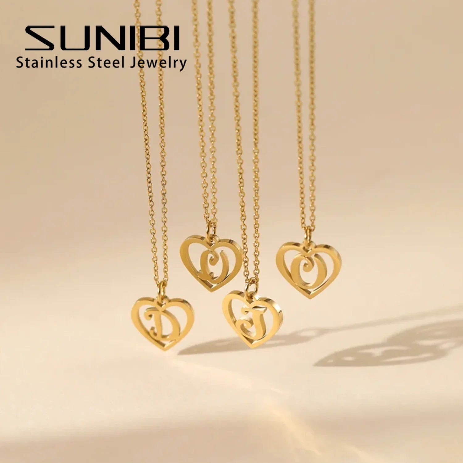 SUNIBI Stainless Steel Letter Heart Shape Hollow Pendant Charm for Bracelet Necklaces  for Women DIY Jewelry Making Vera Lux