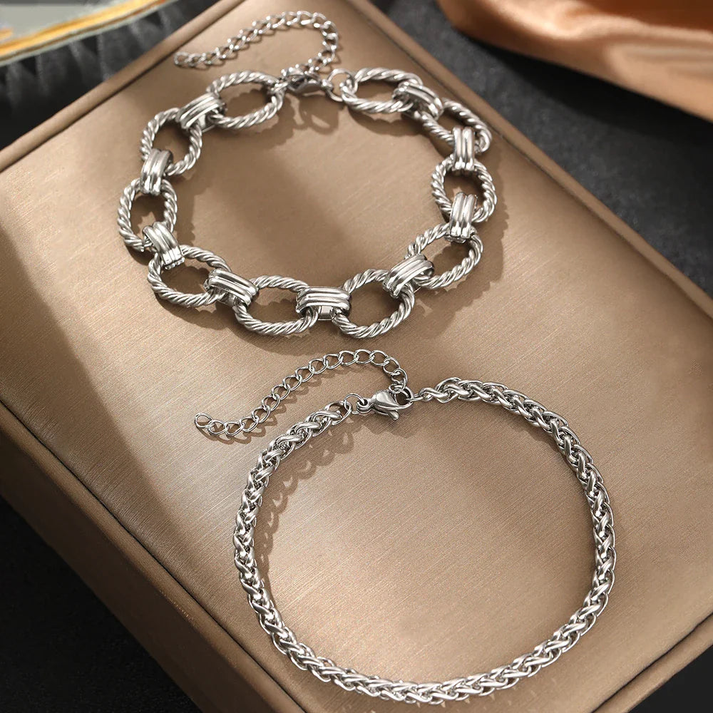 Stainless Steel Bracelet Set Minimalist New Popular Chain Atmospheric Bracelet For Women Jewelry Non-fading High-quality Gifts Vera Lux