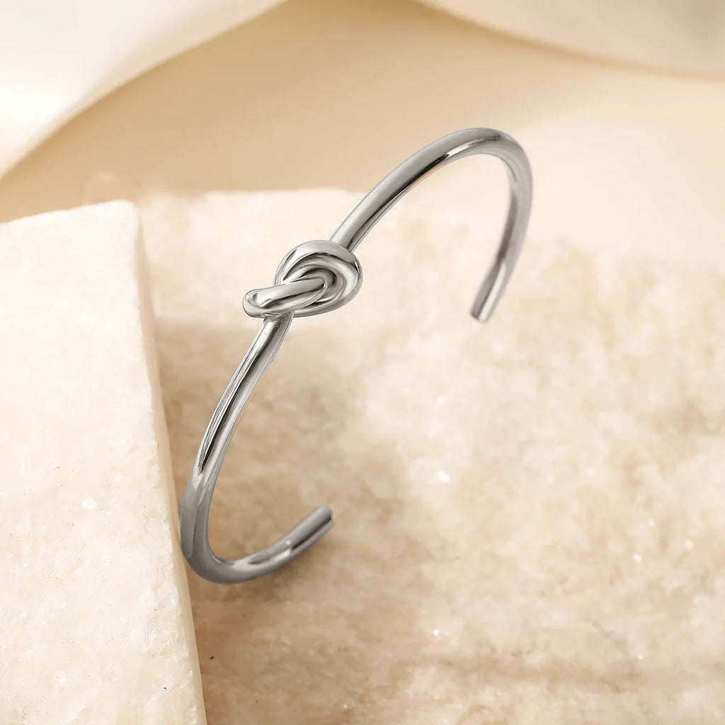 NEWBUY 2026 New Arrival Silver/Gold Color knot Design Bangles For Women Non-Fading Stainless Steel Jewelry Vera Lux