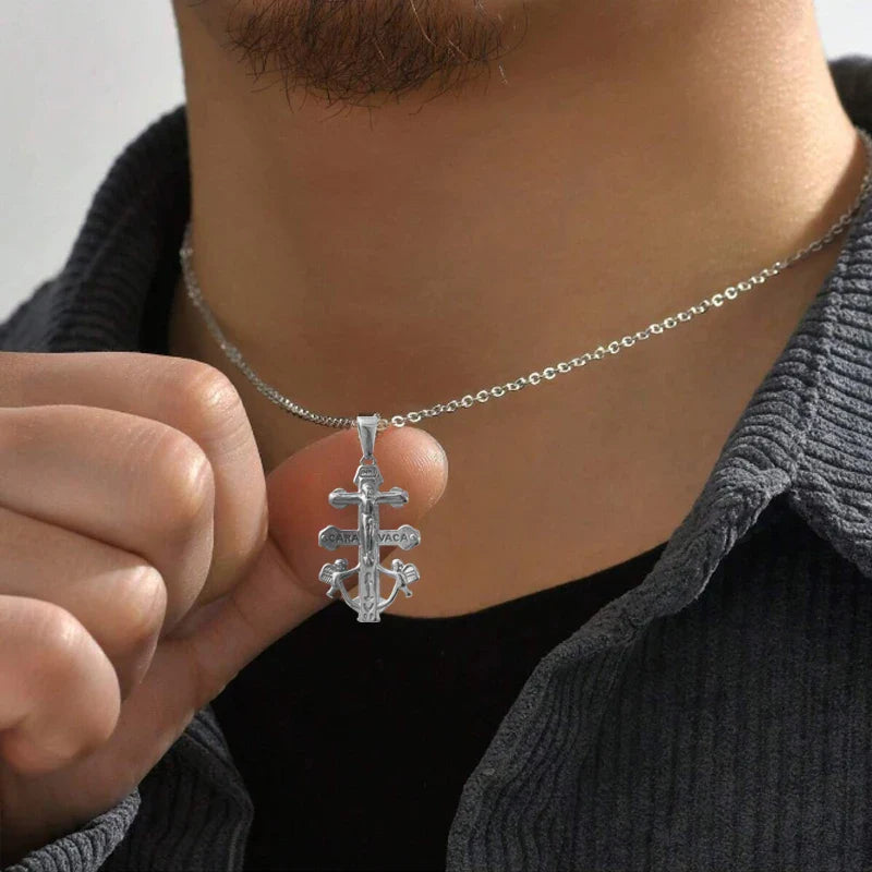 Caravaca De La Cruz Crucifix Pendant Christian Angels and Christ in Relief Stainless Steel Caravaca Cross Charms DIY Accessories Vera Lux