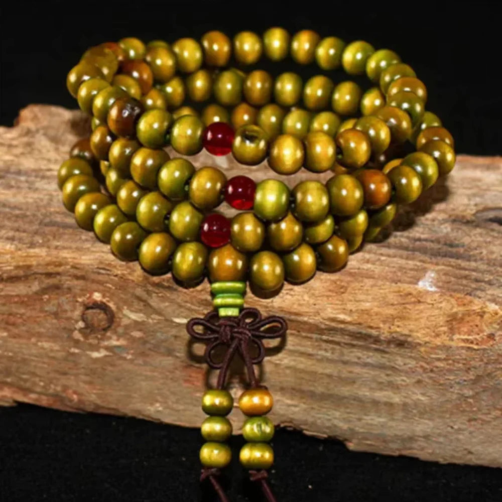 Natural Sandalwood Bracelet Men Buddhist Buddha Meditation Bead Bracelet For Women Prayer 108 Beads Rosary Hanging Decoration Vera Lux