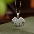 925 silver Natural Hotan Jade fish-shaped Lotus flower necklace Retro Chinese style Ruyi Pendant clavicle chain jewelry Femstylo