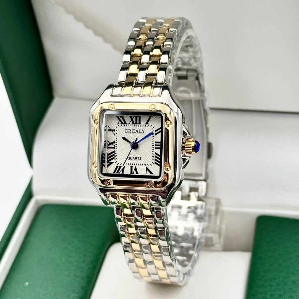 New Women Watch Light Luxury Brand Business Gold Stainless Steel Ladies Fashion Quartz Watches Female Clock Bracelet Wristwatch Vera Lux