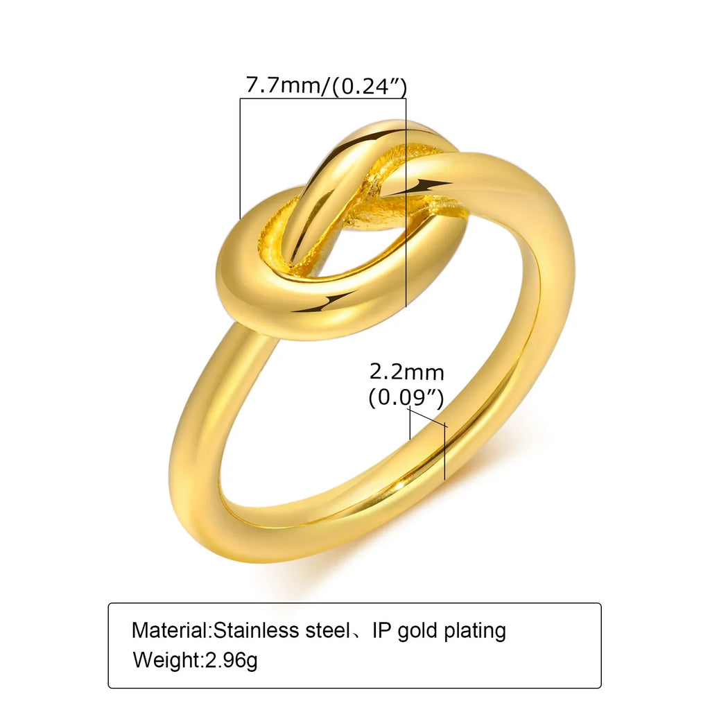 Love Knot Ring for Women, Stainless Steel Gold Plated Dainty Stacking Ring, Tiny Tie The Knot Statement Jewelry Vera Lux