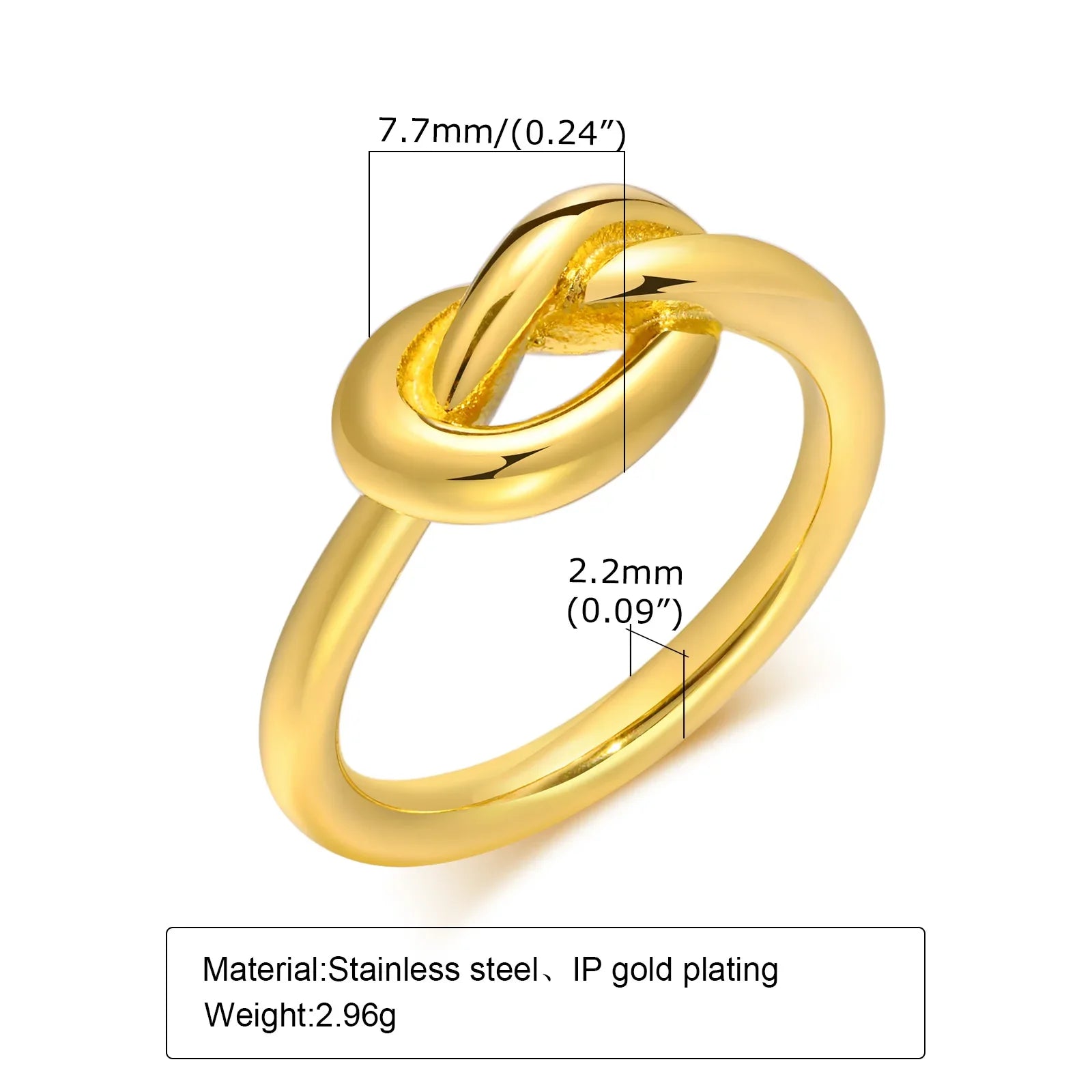 Love Knot Ring for Women, Stainless Steel Gold Plated Dainty Stacking Ring, Tiny Tie The Knot Statement Jewelry Vera Lux