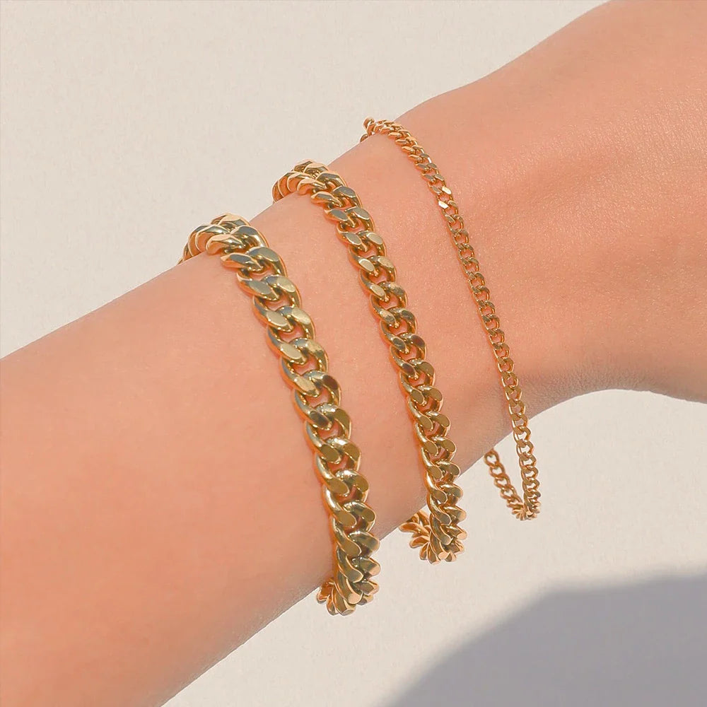 SUNIBI Classic Snake Chain Bracelets for Women Trend  Fashion Stainless Steel Cuban Chain Bracelet Trendy Woman Gifts Jewelry Vera Lux