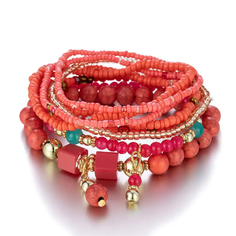 8Pcs Boho Colorful Rice Beads Bracelet Set For Women Summer Elastic  Beaded Chain Bangle Girls Fashion Jewelry Accessories Vera Lux