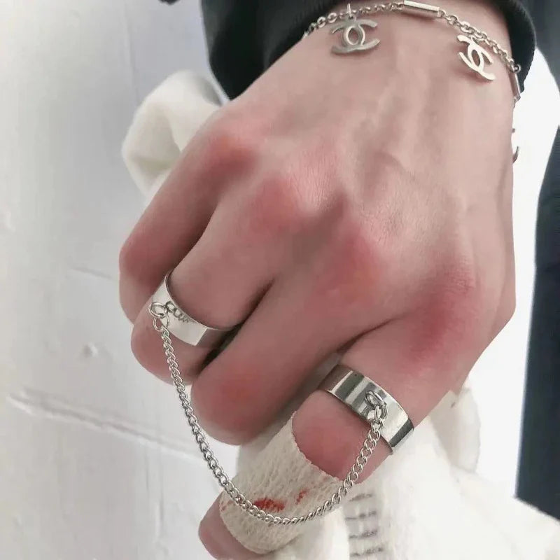 Double Ring Integrated Chain Opening Adjustable Titanium Steel Does Not Fade Bungee Hop Hip Hop Masculinity Retro Super Cool Vera Lux