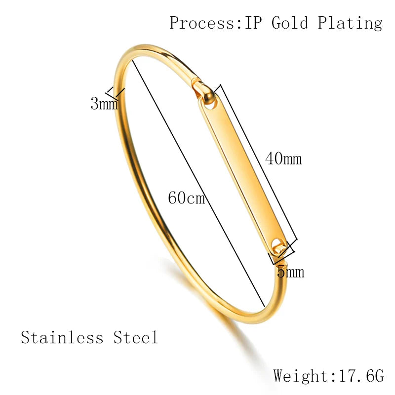 Afirstee Stainless Steel Engrave Name Bracelet For Women Custom Gold Color Date Letter Bracelets Jewelry Gift Vera Lux