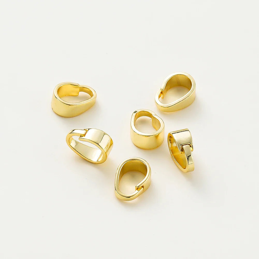 20pcs/lot 14K 18K Gold Color Pendant Pinch Bail Clips Melon Seeds Charm Clasps Connector Bulk For DIY Nacklace Making Findings Vera Lux