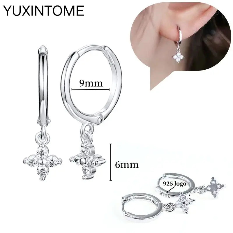 925 Sterling Silver Ear Needle Fashion Hoop Earrings White Crystal Luxury Women's Silver Earrings Wedding Women's Jewelry Gift Vera Lux