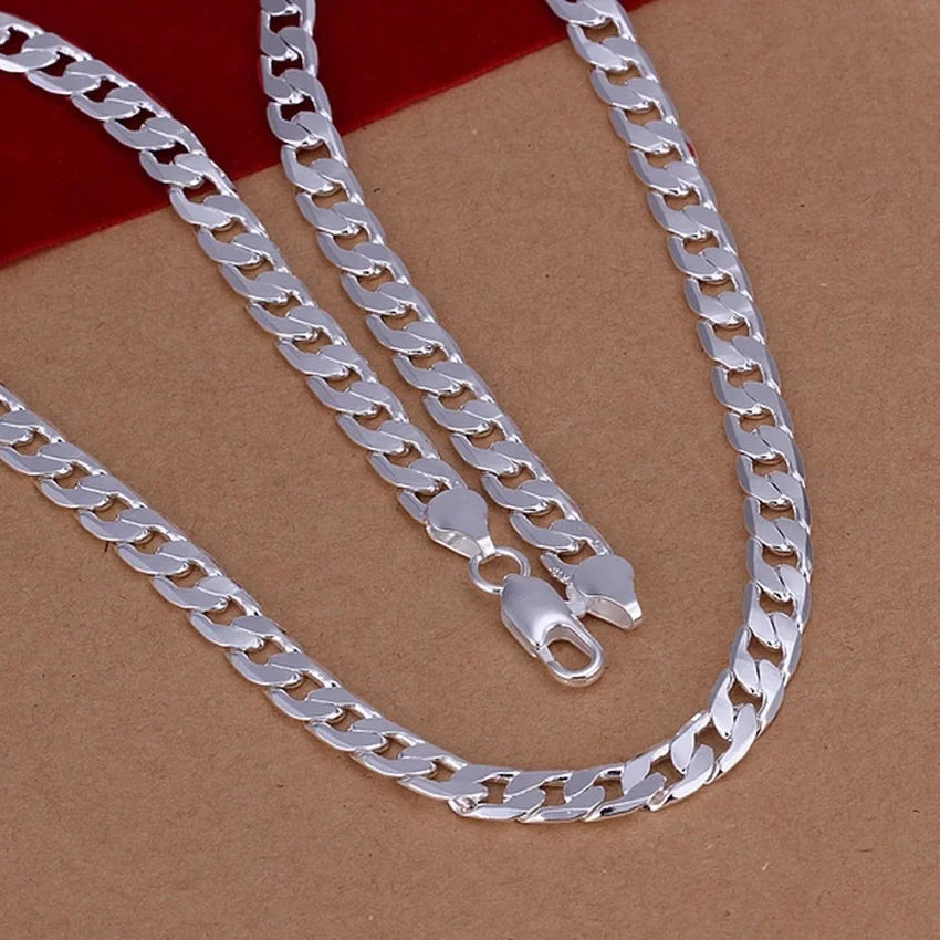Fine 925 Sterling Silver Necklace exquisite noble luxury gorgeous charm fashion 6MM men solid wedding chain women jewelry Vera Lux