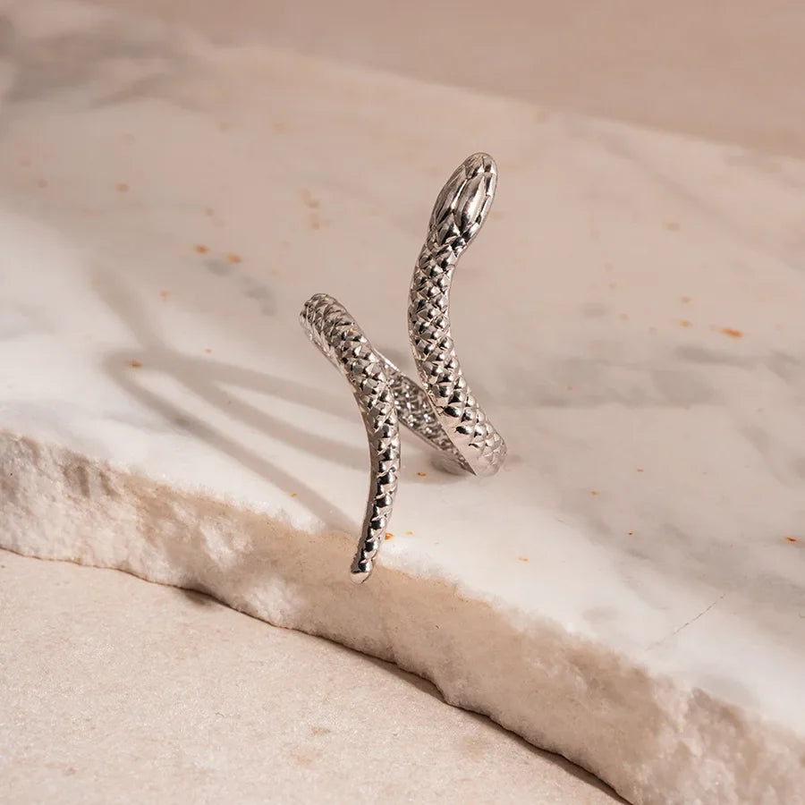 2025 New Arrival Snake Shaped Cuff Bracelet Ring Set for Women Exaggerated Metal Unique Design Bracelet Fashion Jewelry Set Vera Lux
