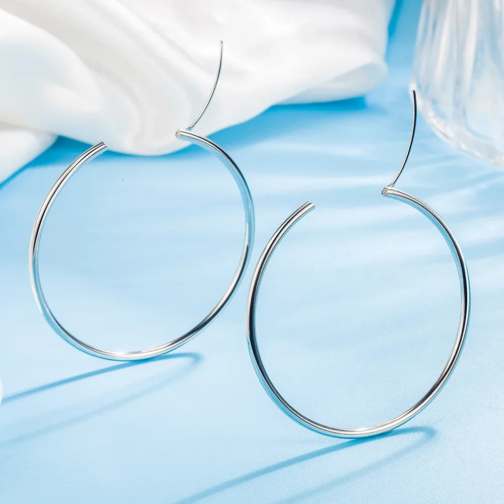 3/4/5/6CM Round Hoop Earrings  925 Sterling Silver For Women Party Luxury Jewelry Accessories 2024 Trend Argent 925 Jewellery Vera Lux