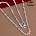 16-24inch For Women Men Beautiful Fashion 925 Sterling Silver Charm 4mm Rope Chain Necklace Fit Pendant High Quality Jewelry Vera Lux