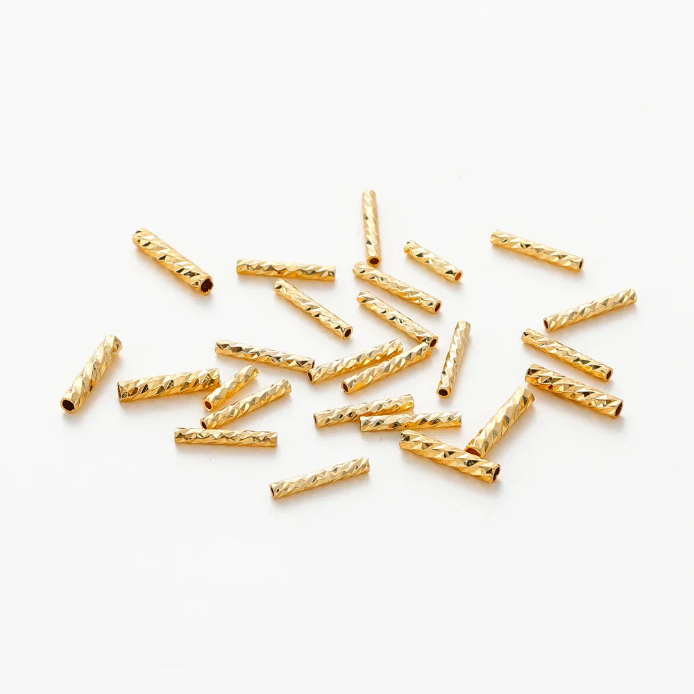 100pcs 7MM 10MM 14K 18K Gold Plated Brass Straight Tube for Bracelet Making StripeTubes Jewelry Supplies Diy Accessories Vera Lux