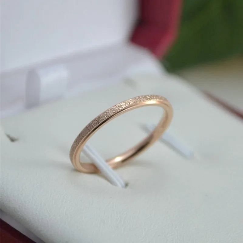 Stainless Steel Matte 2mm Thin Stackable Ring Wedding Band for Women Girl Size 3-10 Vera Lux