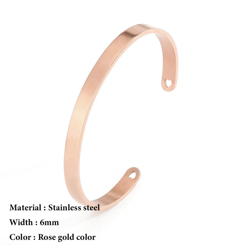 SUNIBI 4mm 6mm Stainless Steel Cuff Gold Color Bracelet Bangle for Women Jewelry Gifts Wholesale Dropshipping Vera Lux