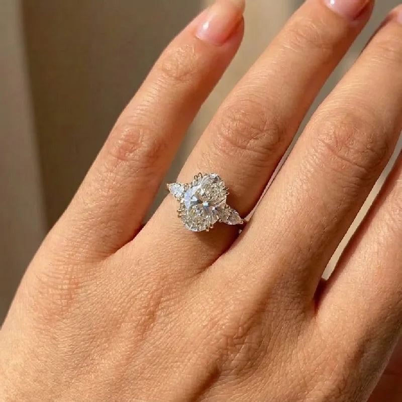 925 Sterling Silver Zirconia Gorgeous Shiny Oval Stone Rings For Women Engagement Wedding Luxury High Quality Fine Jewelry Vera Lux