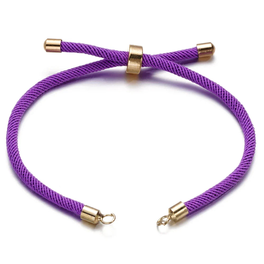 1pc Adjustable Nylon Braided Twisted Cords Slider Friendship Bracelets with Brass Cord End for Jewelry Making DIY Findings Vera Lux