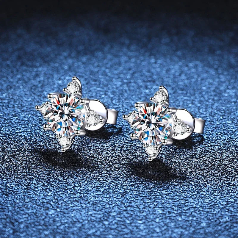 NeeTim 1ct 6.5mm D Color Moissanite Earrings 925 Sterling Silver  with White Gold Plated Stud Earring Wedding Jewelry for Women Vera Lux
