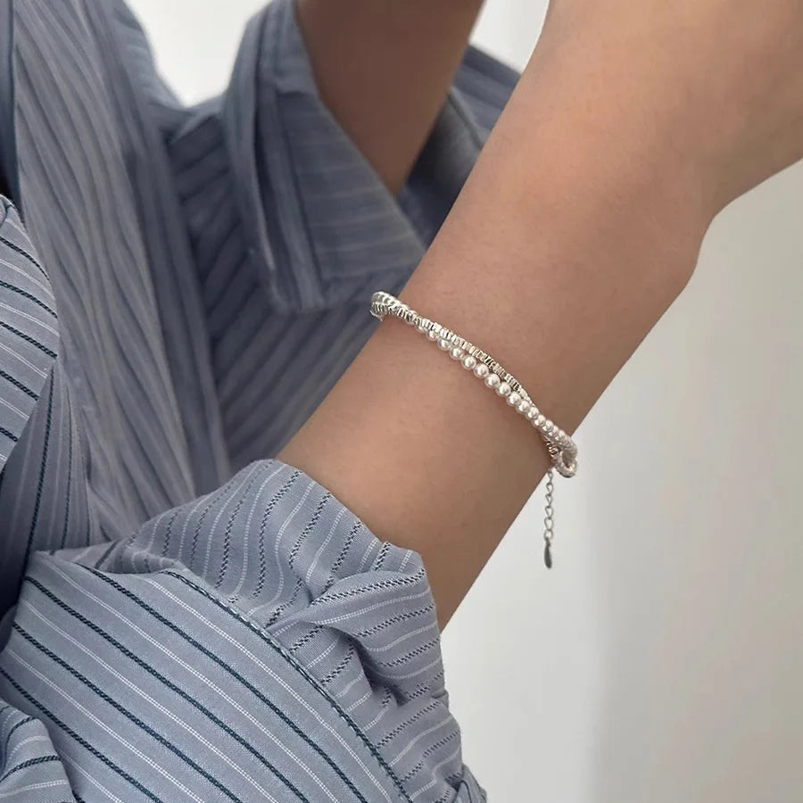 VENTFILLE 925 Silver Double Layer Pearl Bracelet for Women Girl Design Bead Korean Jewelry Dropshipping Vera Lux