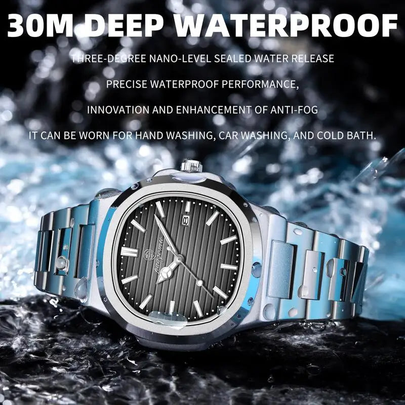 PAAZOMU Business Casual Quartz Wristwatch Men Waterproof Luminous Hands Classic Durable Strap Fashion Watch for Work Daily Life Vera Lux