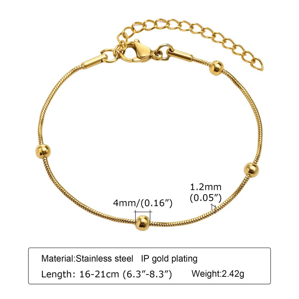 Non Tarnish Stainless Steel Bracelet Gold Plated Stackable for Women, Thin Herringbone Chain Bracelet Waterproof Jewelry Gift Vera Lux